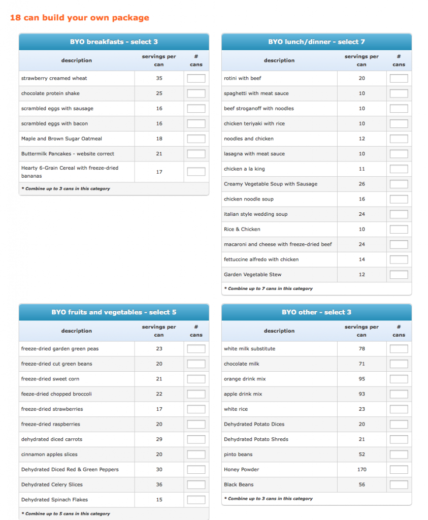 Build your own meal plan
